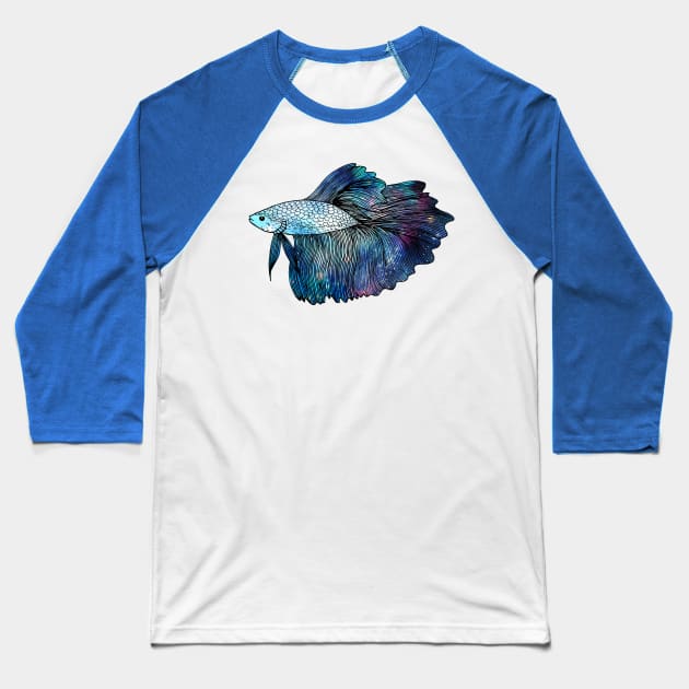 Betta Fish Galaxy Baseball T-Shirt by julieerindesigns